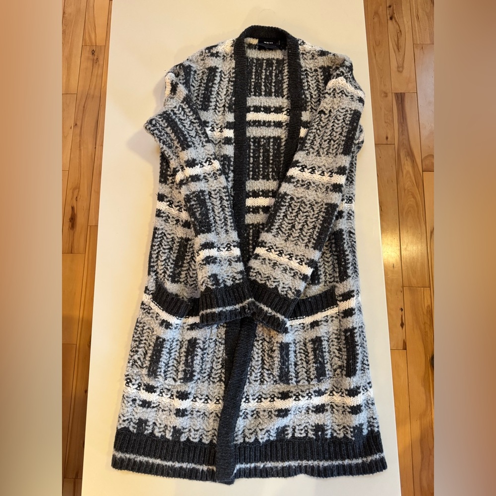 Anthropologie Maeve Black, White, & Grey Cardigan